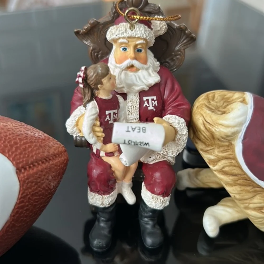 Texas A&M Aggies Christmas Ornament Lot Football Santa Reveille Collie 2001